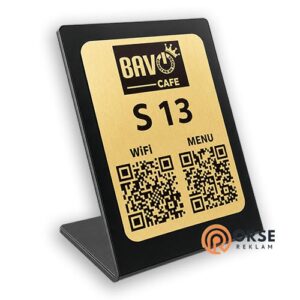 Pleksi Menu Qr Kod Baskılı