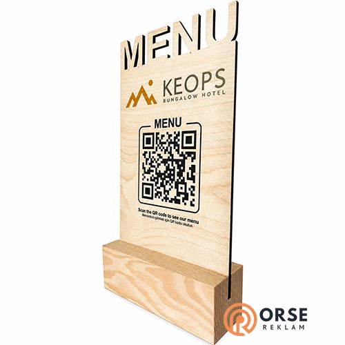 Ahşap Qr Menu Kahverengi