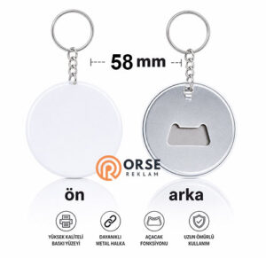 58mm Anahtarlık Açacaklı Buton Rozet