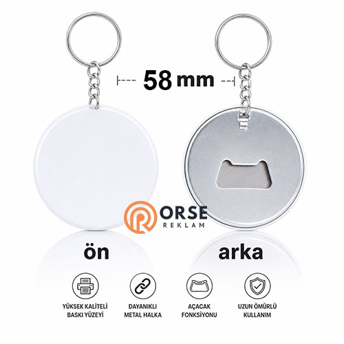 58mm Anahtarlık Açacaklı Buton Rozet